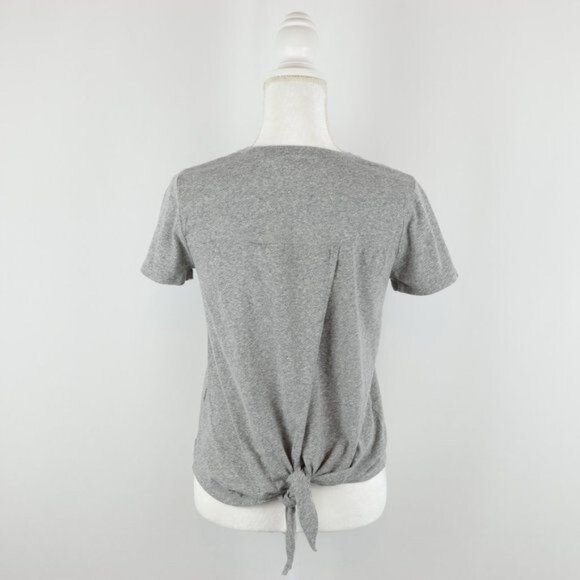 Madewell Women's Small Gray Jersey Crewneck Tie Hem Short Sleeve Tee - Picture 3 of 7